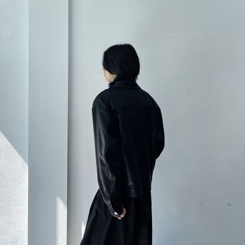3D Pleated Metal Button Collar Jacket