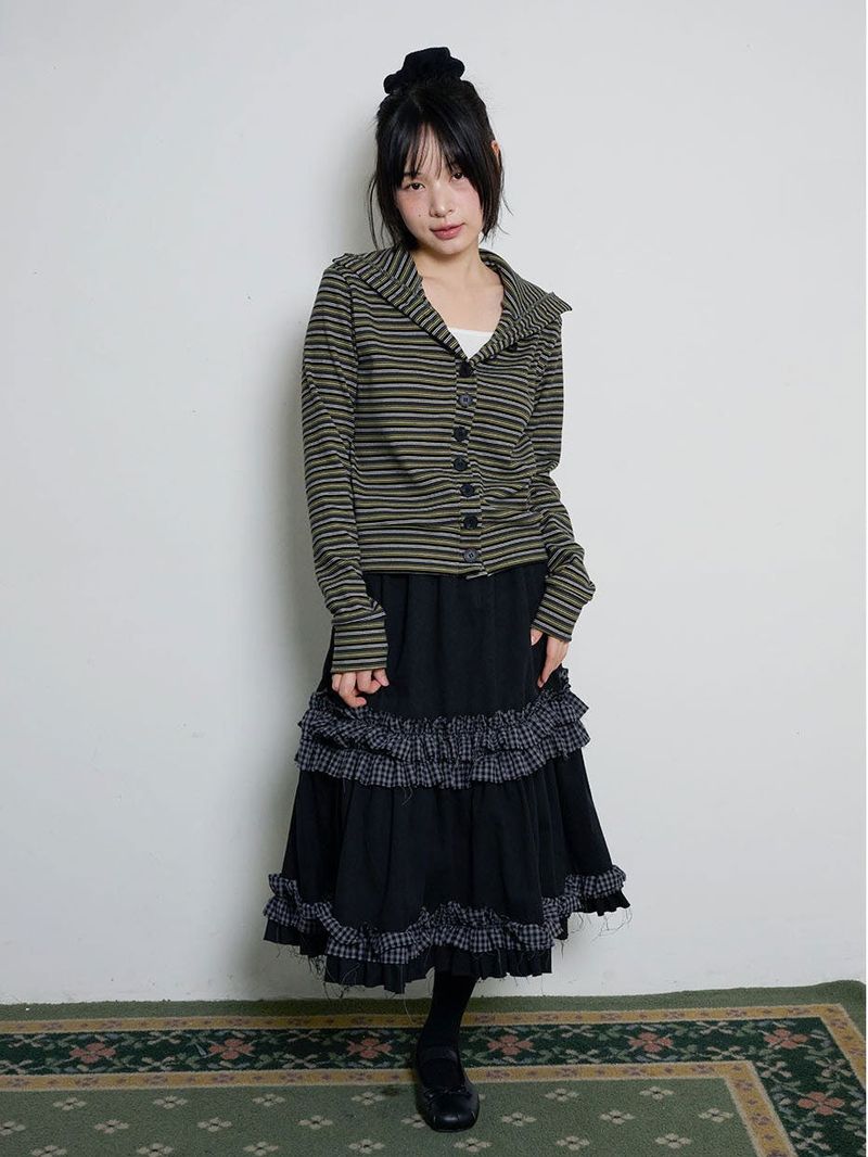 RUFFLE POINT SKIRT - BLACK
