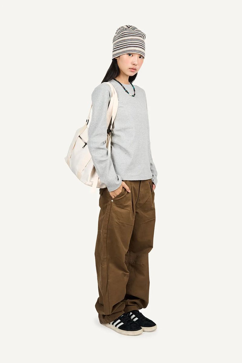 Slim Crop Waffle Long Sleeve