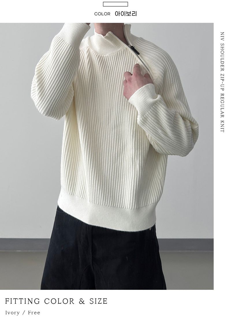 Niv Shoulder Zip-Up Regular Knit