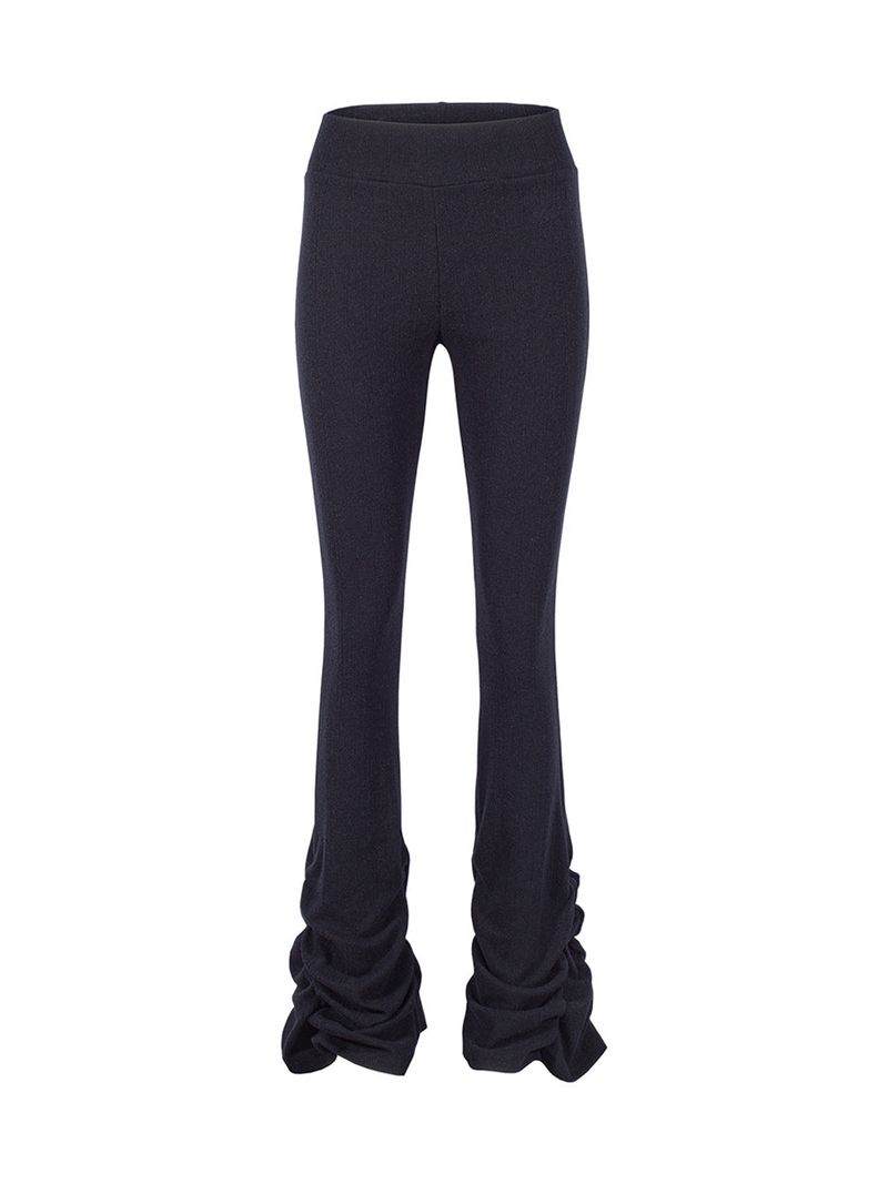 WARM BOOTSCUT SHIRRING PANTS_Black