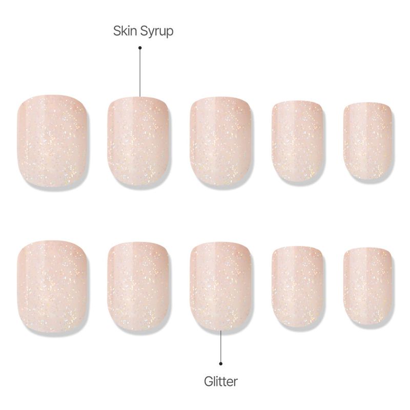 MUZMAK Reusable Nail Tip Peach Glitter(Short Square)