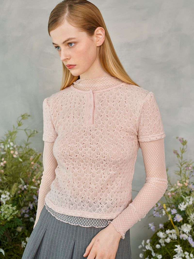 Punching Half Puffy Knit Set (2colors)