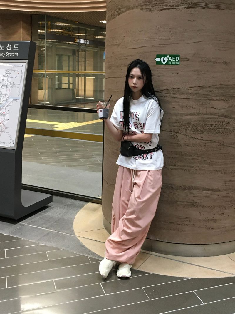 Cool Over Curved Nylon Pants (7c)