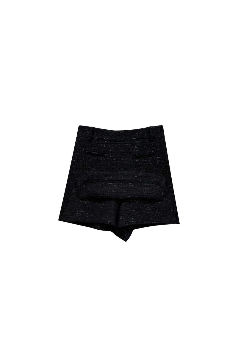 AGLOW TWEED SKIRT PANTS / BLACK