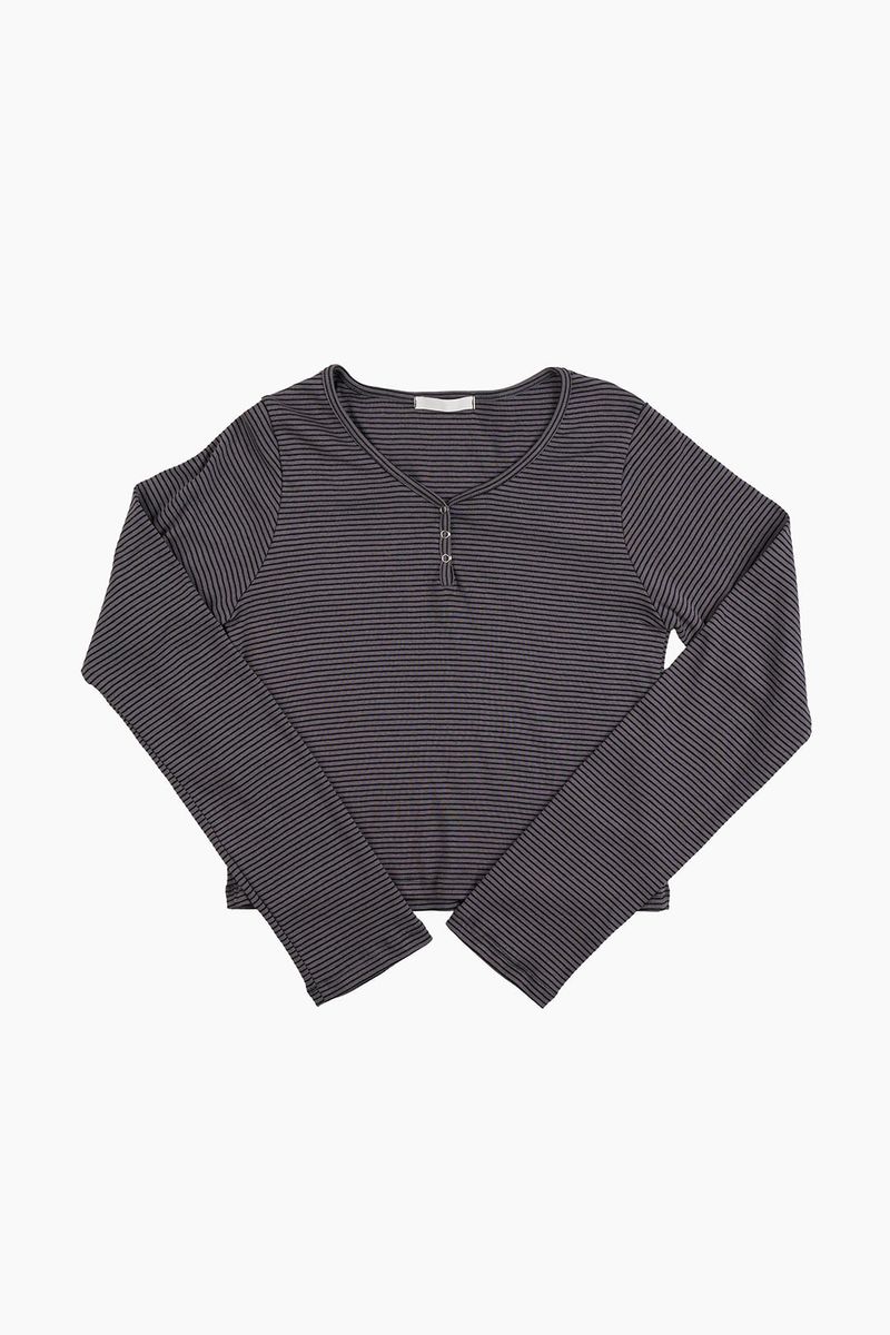 Bane stripe henley crop tee