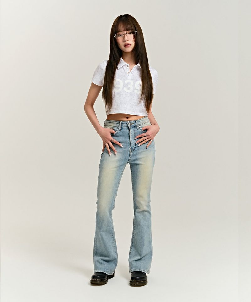 939 LOGO COLLAR CROP TOP (FLOWER)