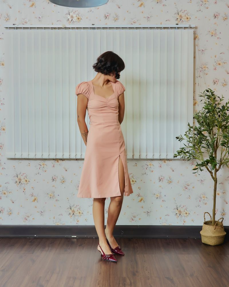 EVIE avery PUFFED SLEEVE DRESS PINK