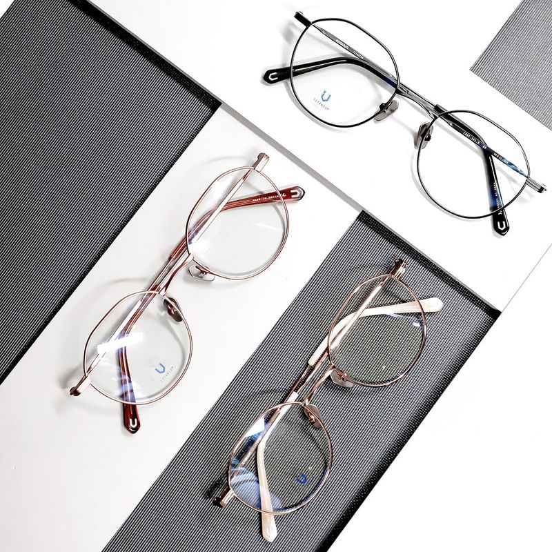 Knouun Round titanium glasses CODE. 101. D Pink Brown