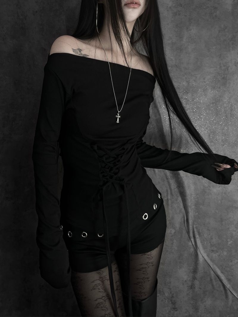 basic corset off-shoulder T (2color)