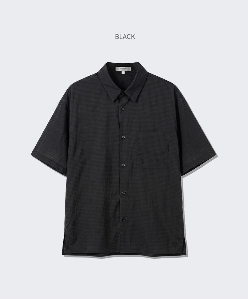 Lightweight Ripstop Nylon Short-Sleeve Shirt Black