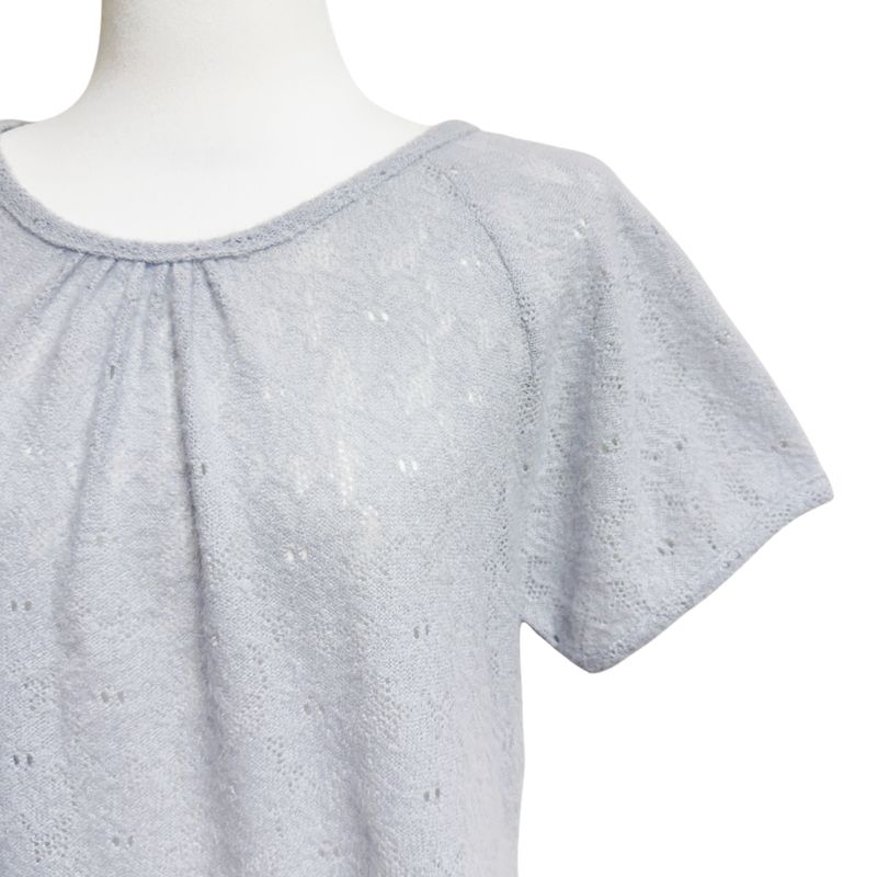 (2color) Flower Lacy Knit Long Short Sleeve Tee