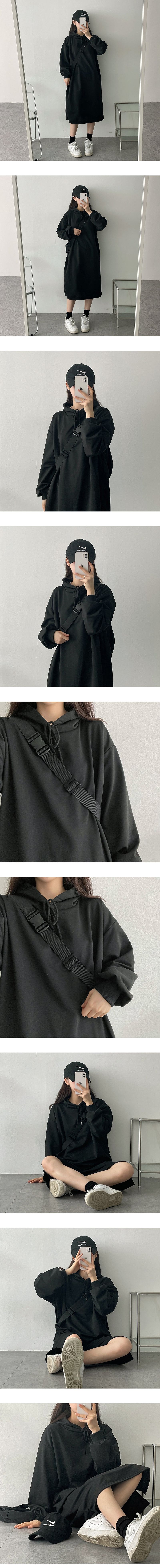 Bottom slit hooded dress