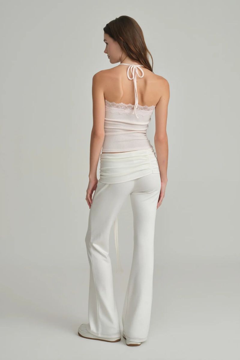 Ballet studio flare line pants, White