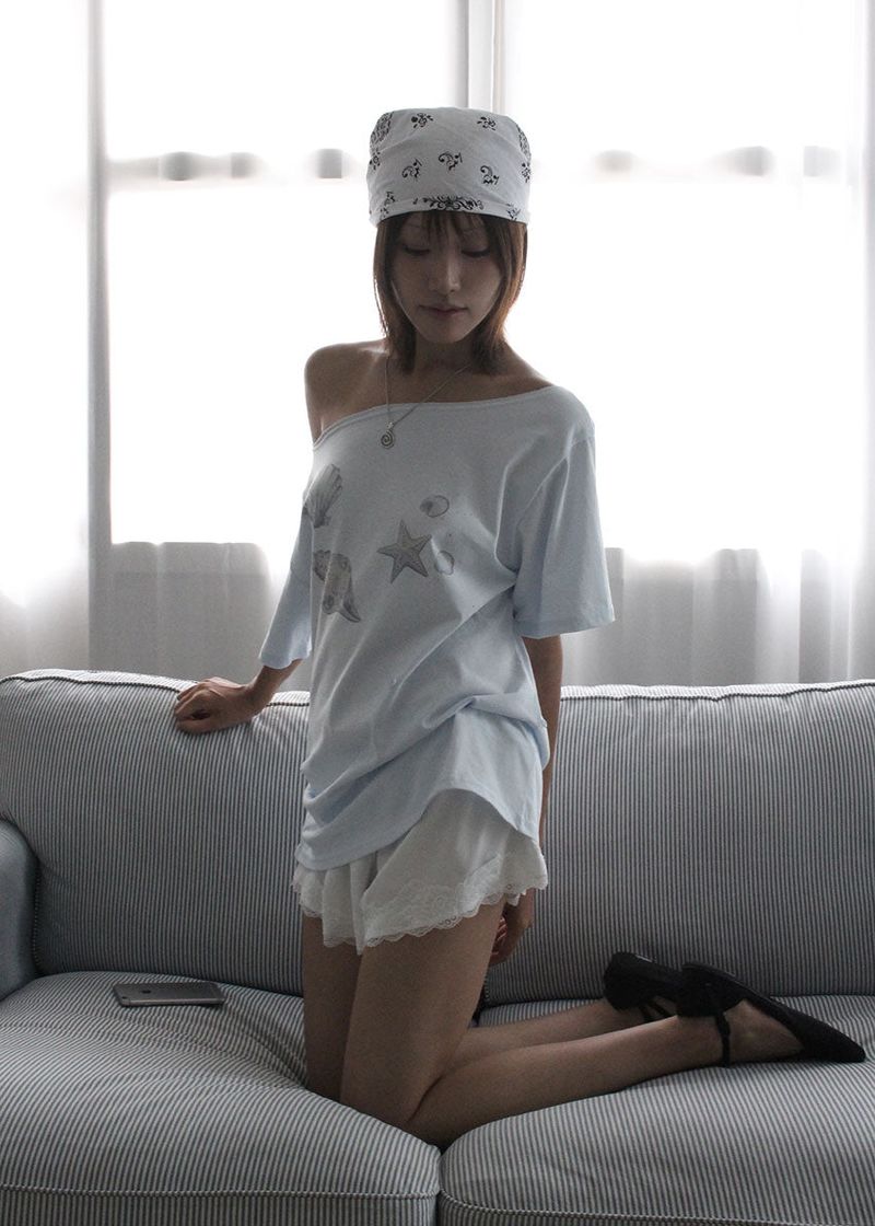 SHELL SHIRRING OFF TEE