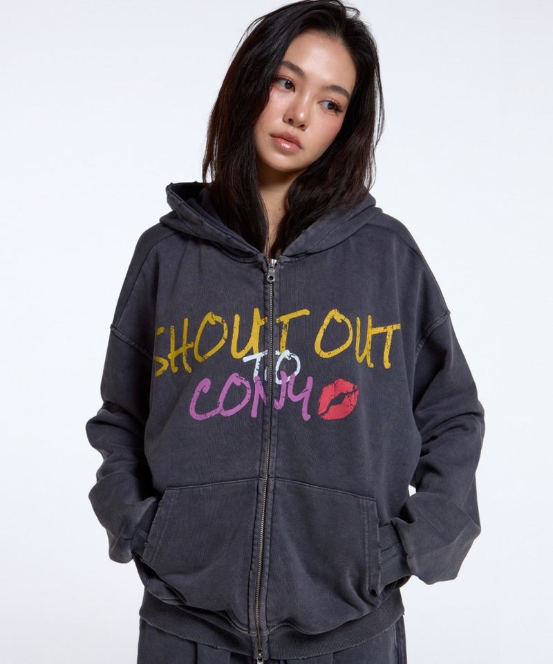 calloutnewyear(cony)(コールアウトニューイヤー(コニー))の「SHOUT OUT TO CONY GRAPHIC HOODIE / CHARCOAL(Tops)」