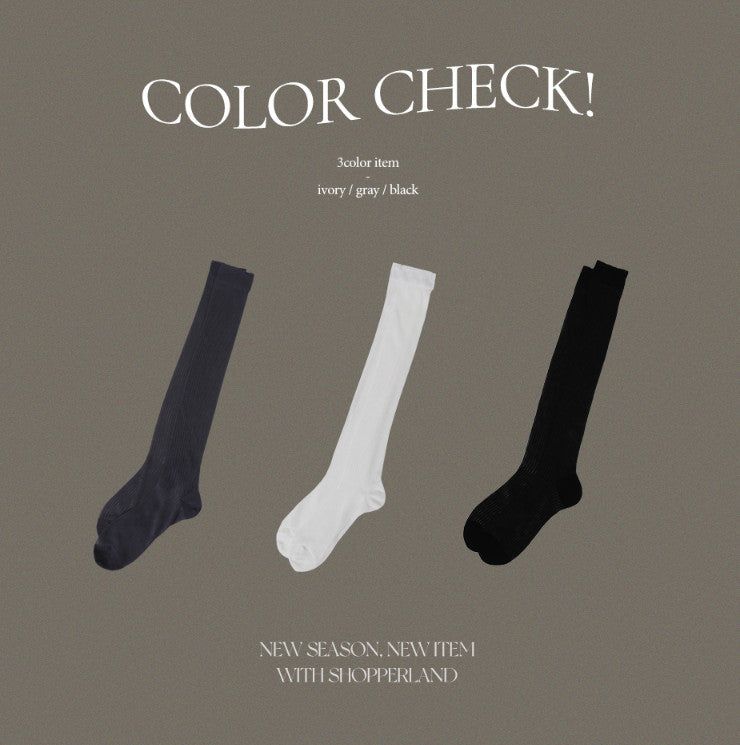 RA See-through Rib Long Socks (3color)