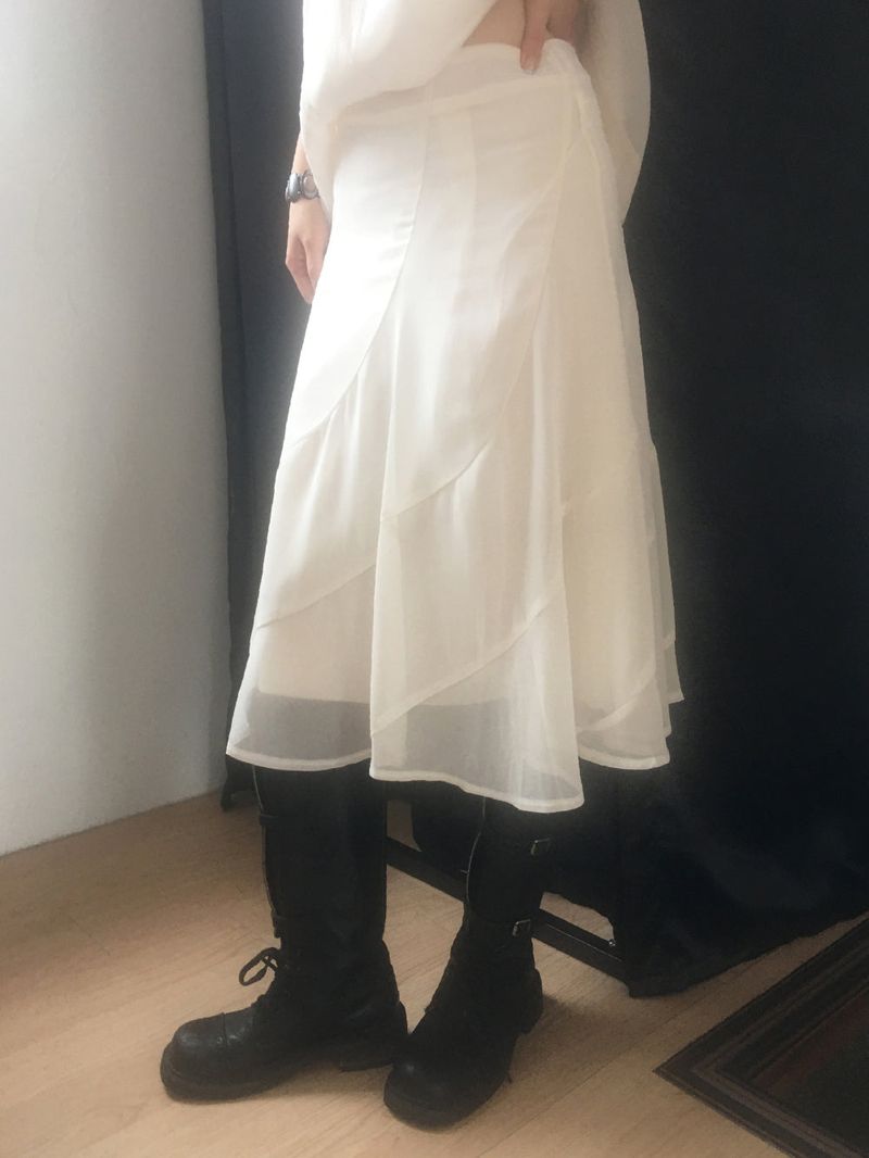 nobiyaka(ノビヤカ)の「Ripple chiffon midi skirt(Skirts)」