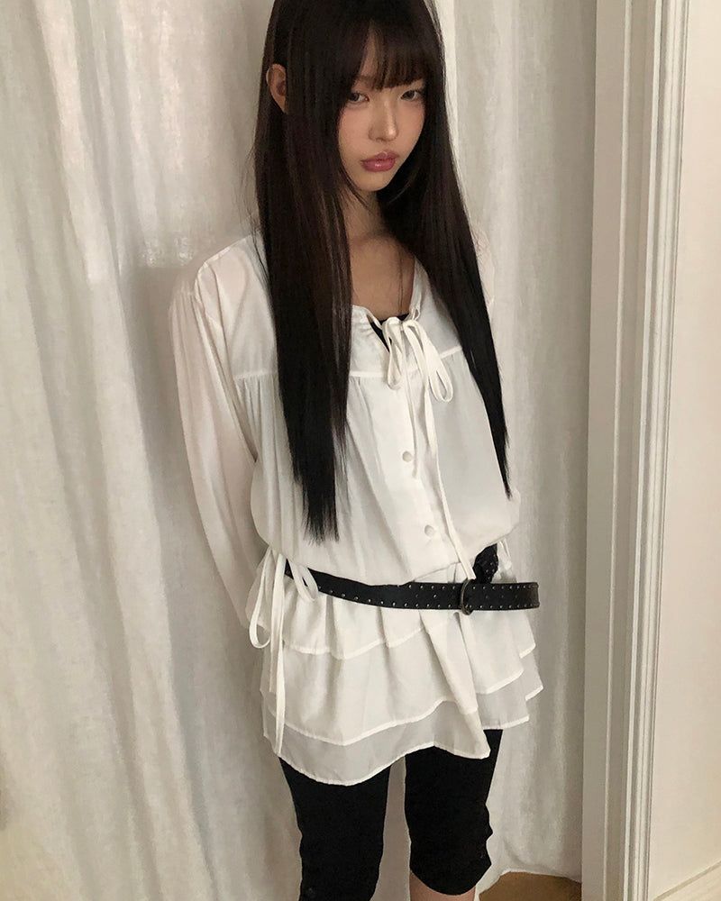WONDER WONDER（ワンダーワンダー）の「Roent V-Neck Tiered Layered Dress（Dresses）」