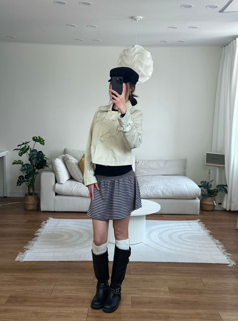 stripe flare mini skirt