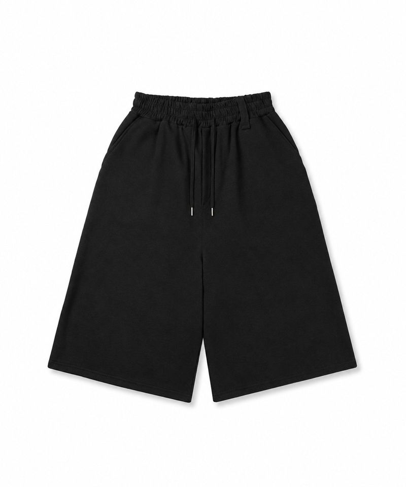 Balloon Baggy Bermuda Sweat Pants - Black