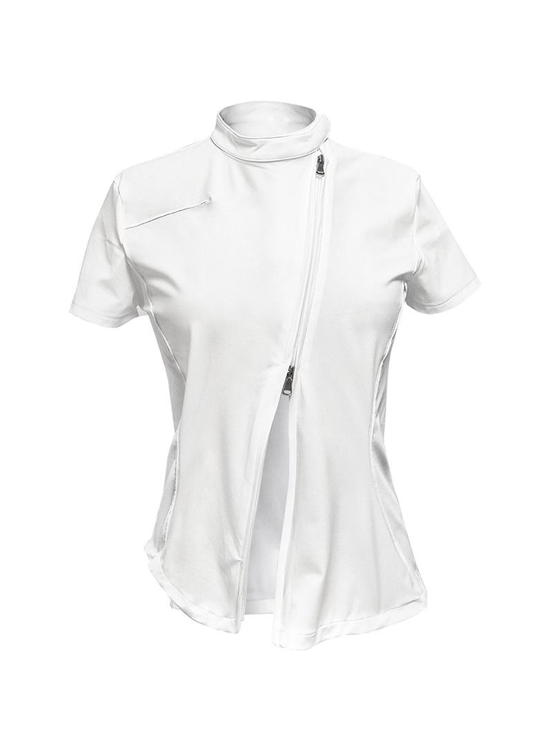JUNGDO（ジョンド）の「 CURVED ZIP-UP SHIRT . WHITE（Tops）」