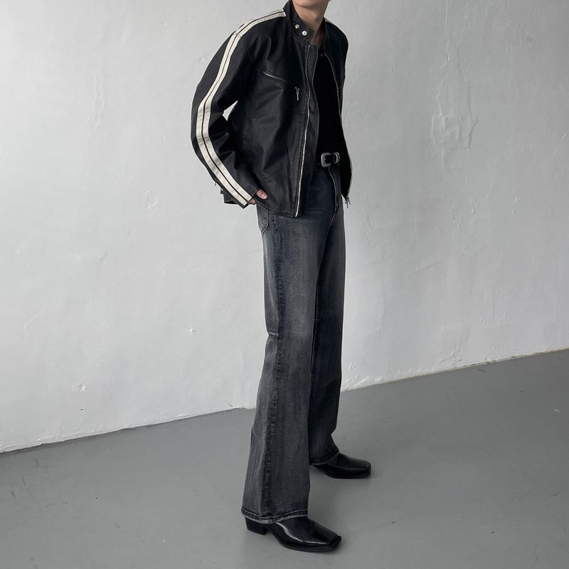 MG608 All Brush Back Slit Bootcut Denim