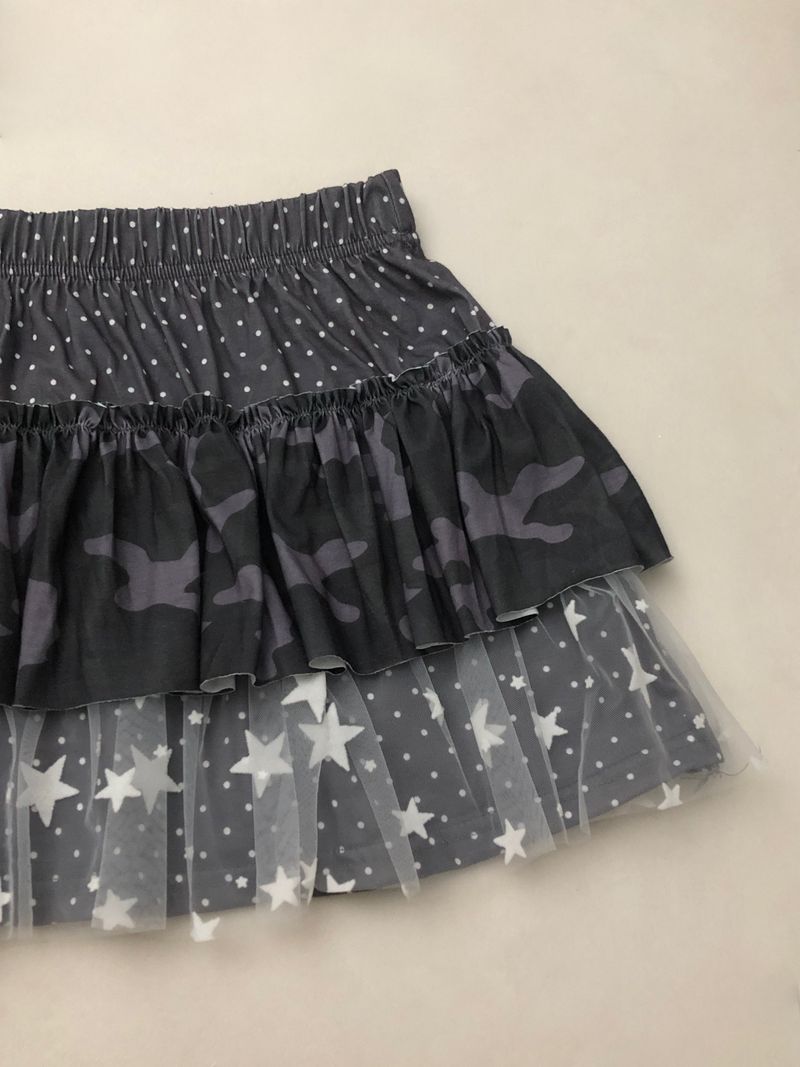 Gray Dot Camo Lace Skirt