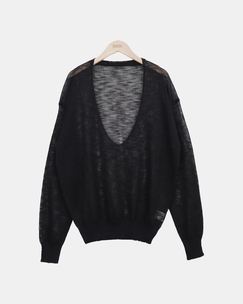 Karom Deep V-Neck Long Sleeve Knit Top