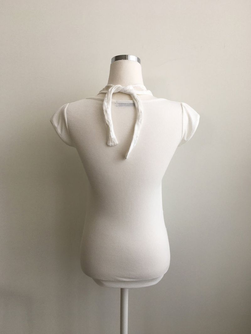 Gather lace halter T