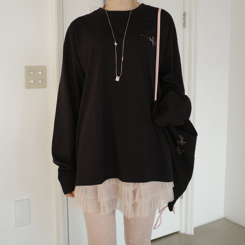 Delicottage(デルリコテージ)の「Garden long sleeve T (black)(Tops)」