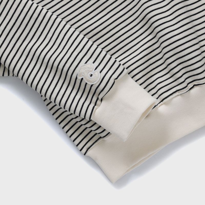 C patch Stripe Sweatshirt / Black [Unisex]