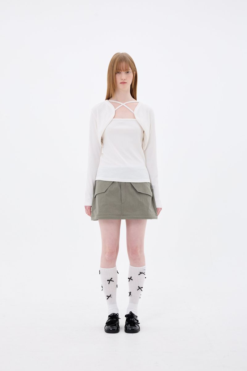 DOUBLE CUT CAGO SKIRT / KHAKI