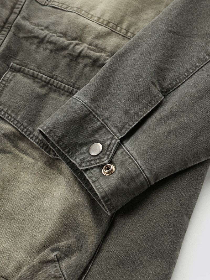 Washed High-Neck Field Jacket_Khaki