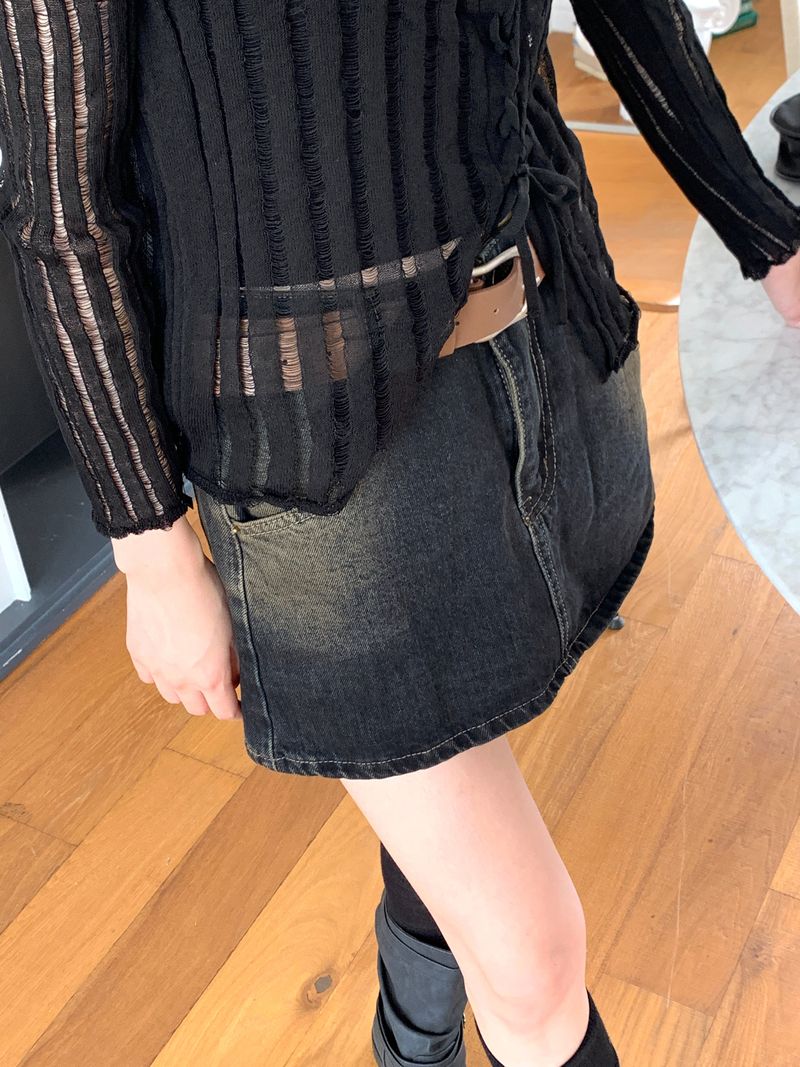 [Belt Set] Konya Y2K Washing Mini Skirt