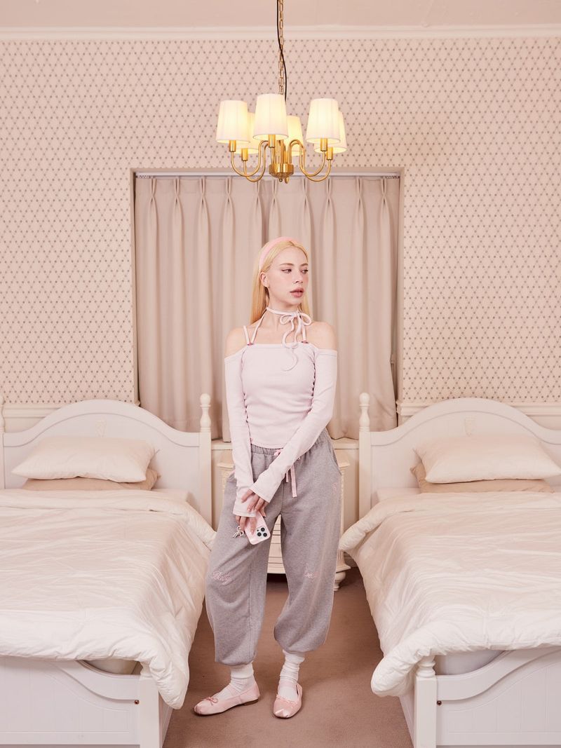 Lacy Sweat Pants_GRAY/PINK