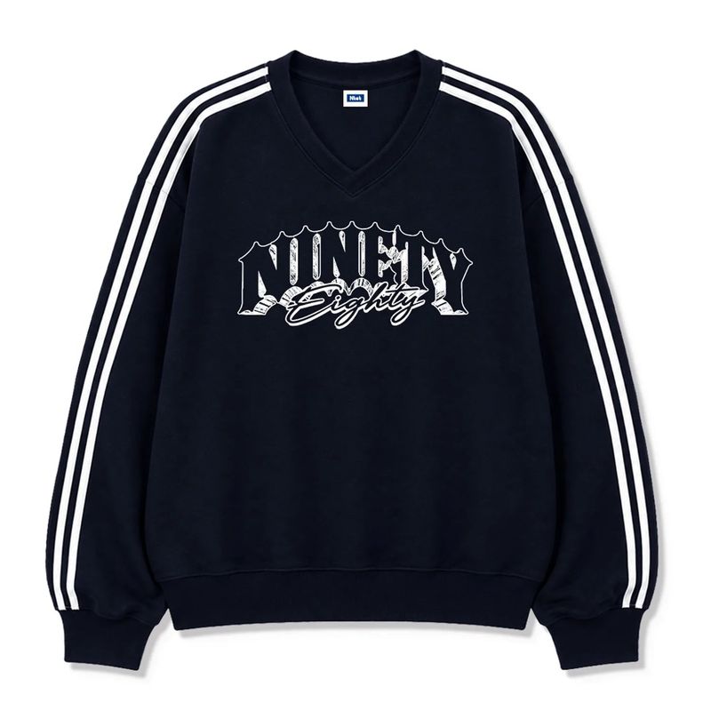 cursive logo track v-neck sweatshirt (4color)