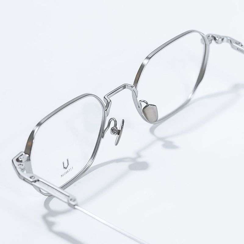 Knouun Square titanium glasses CODE. 102. A Silver