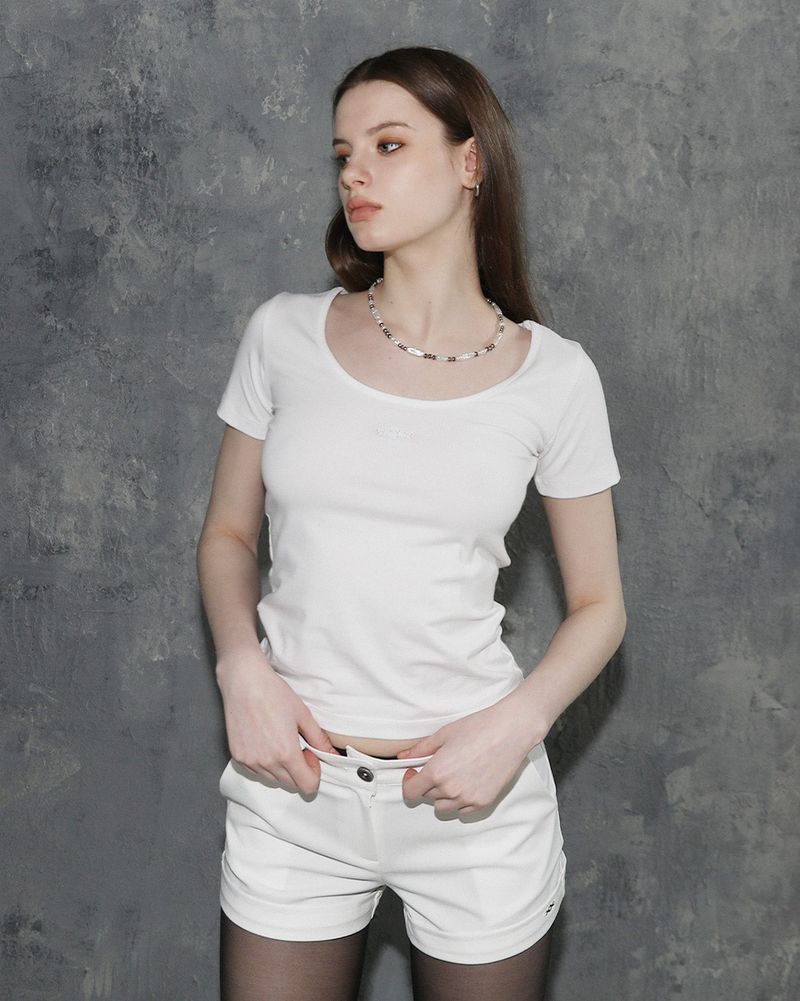 Triclipse Embroidered U-Neck T-Shirt White