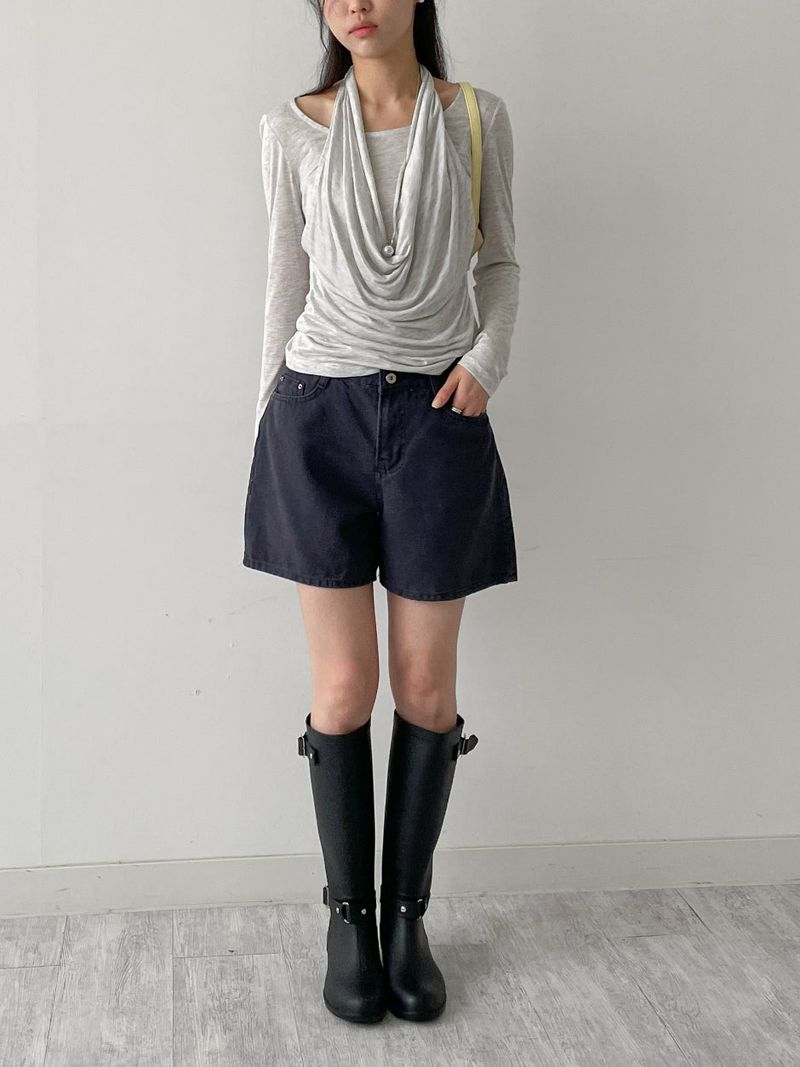 Oxford Cotton Half-length Shorts