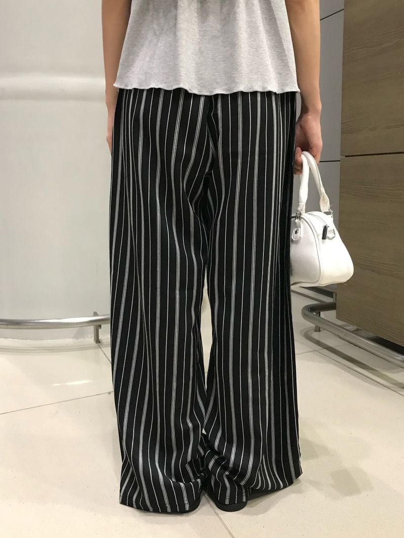 Sunday Home Stripe Lounge Button Wide Pants