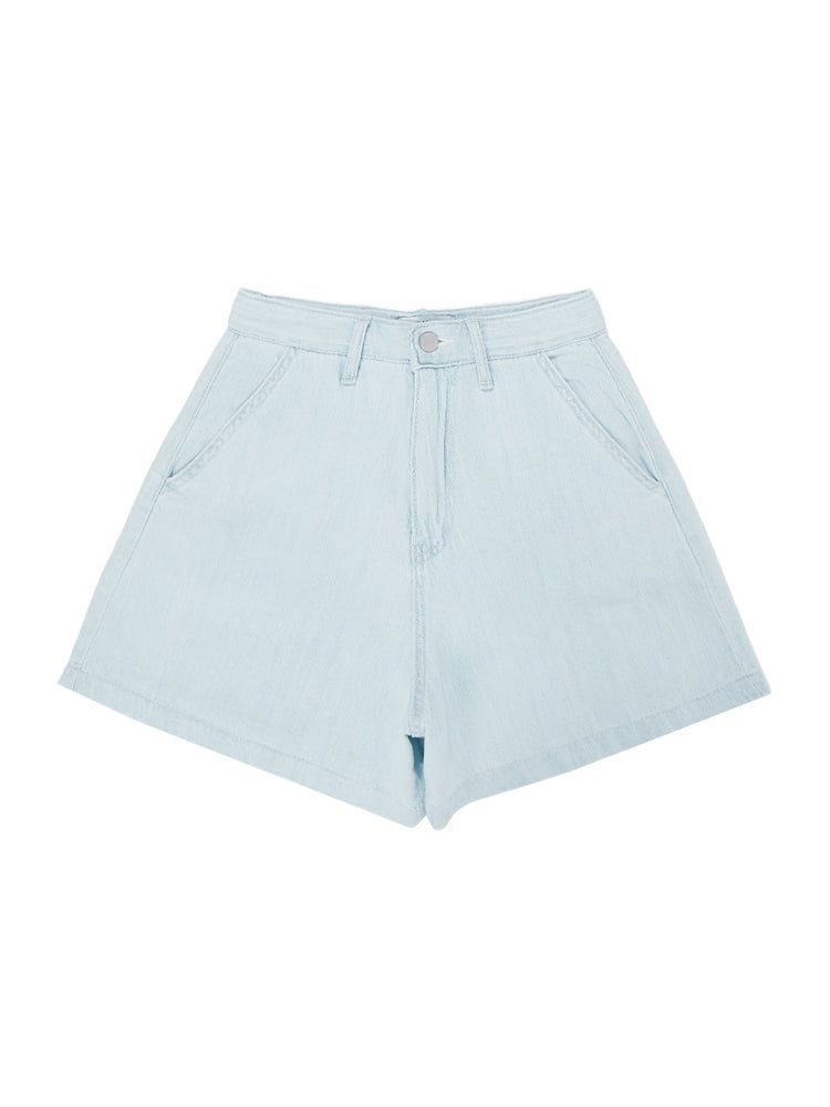 W1011 LINEN DENIM SHORT_LIGHT BLUE