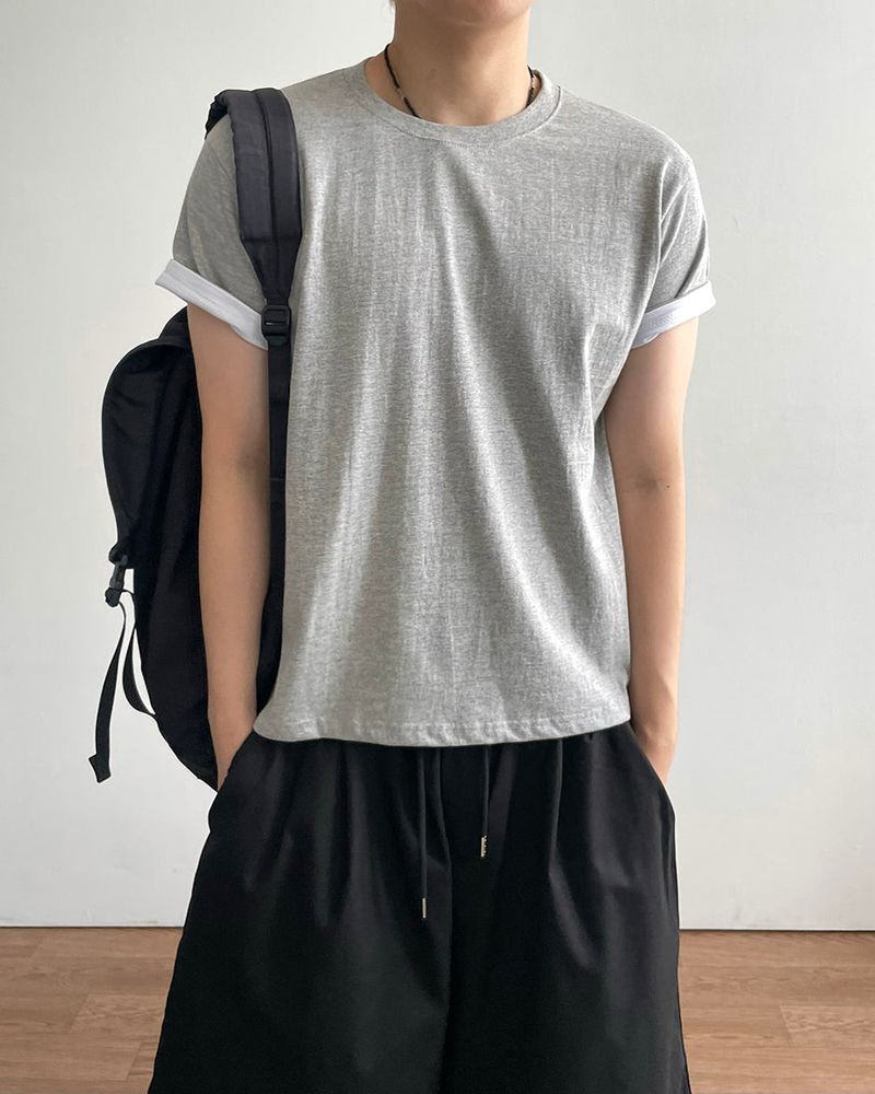 Duet Crop Roll-up Short Sleeve T