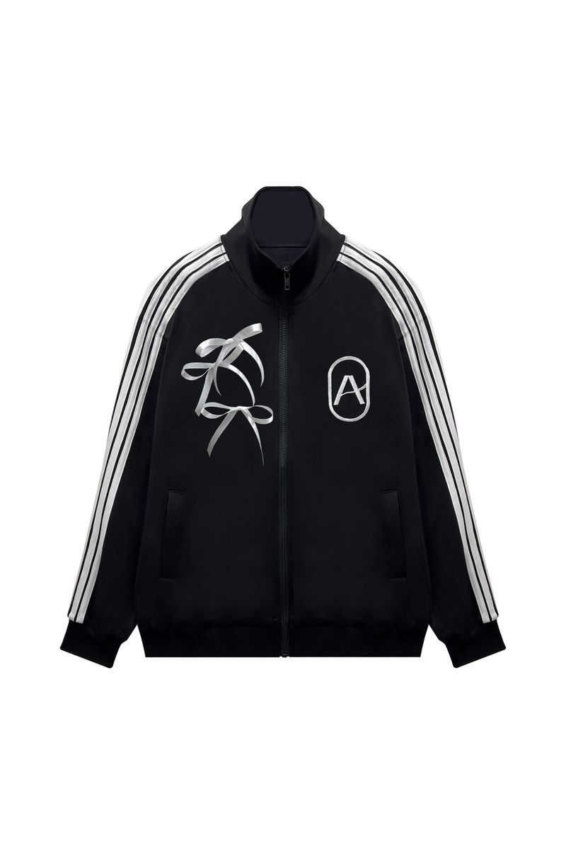 A RIBBON TRACK TOP / BLACK