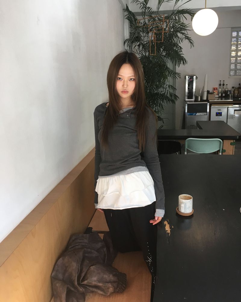Shirring layered skirt