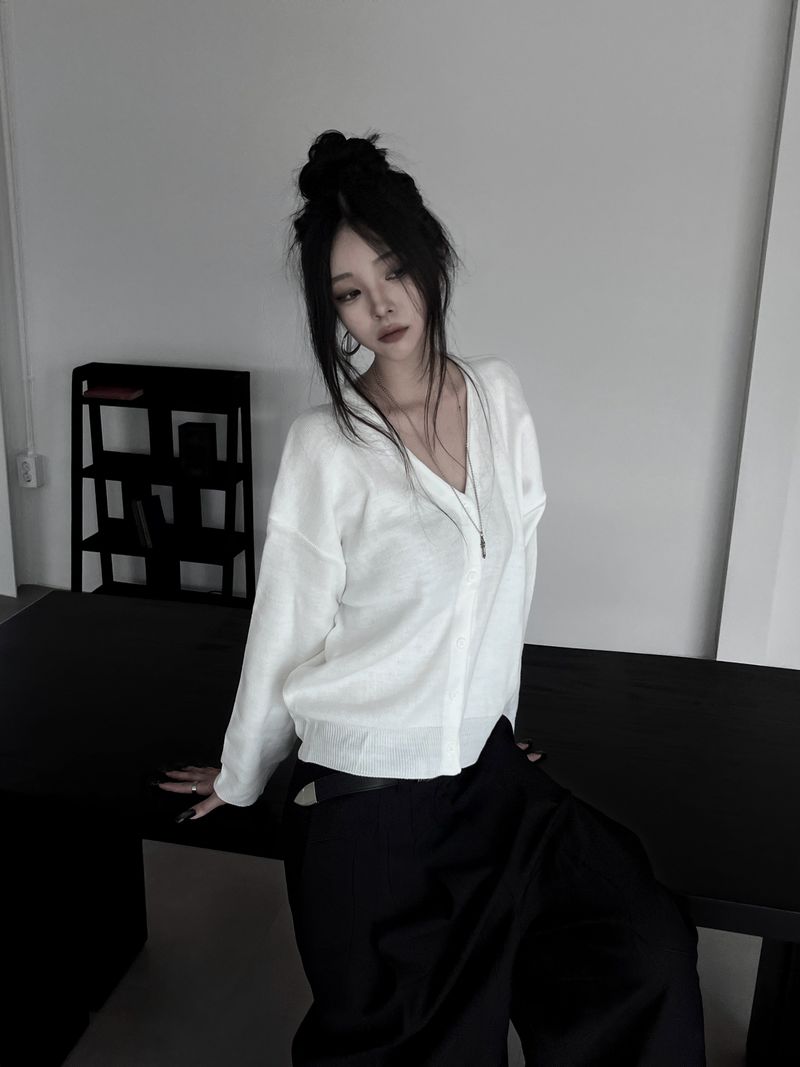 minimal basic knit cardigan (2color)