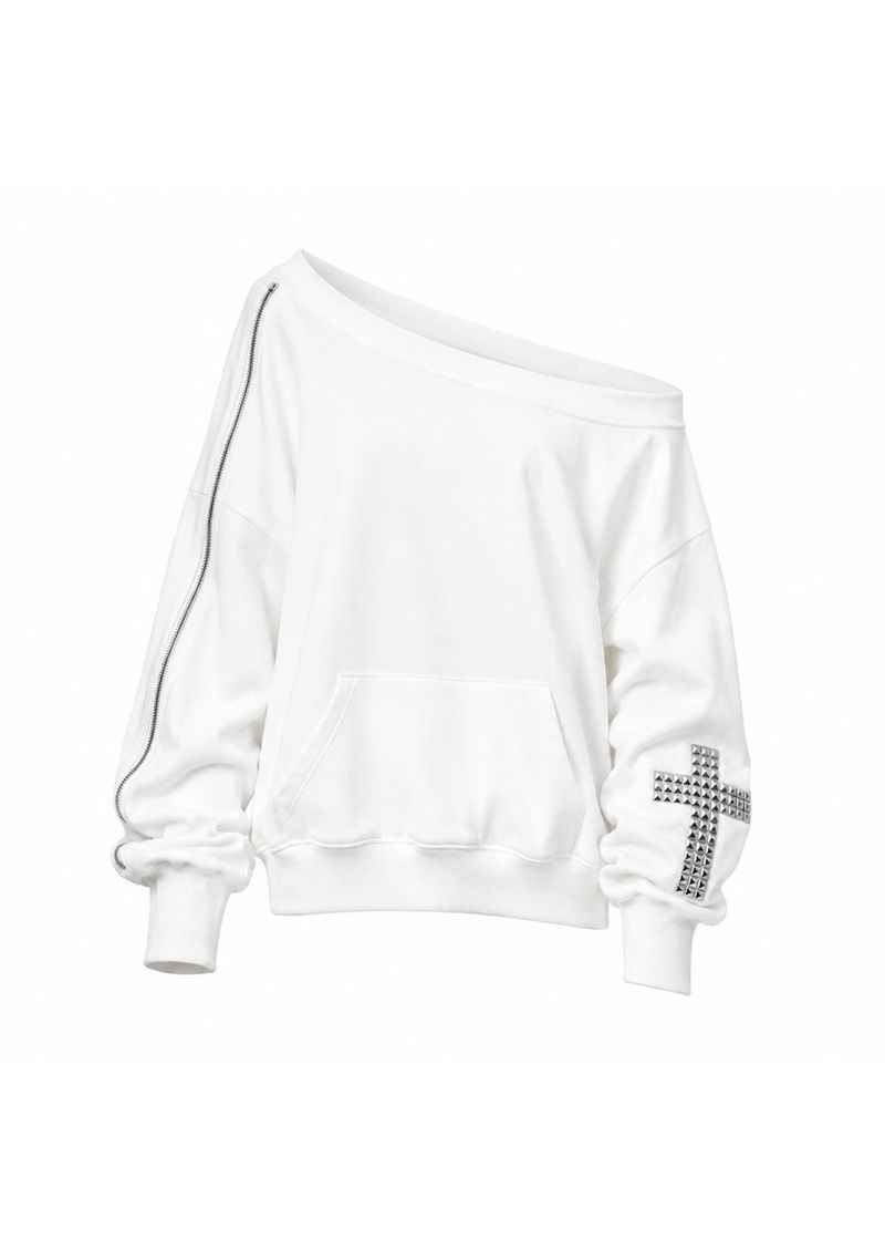 Kyoiii（キョイ）の「[2ND] CROSS SHOULDER SWEATSHIRT(WHITE)（Tops）」