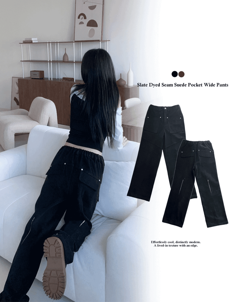 GUSTA（グスタ）の「Slate Dyed Seam Suede Pocket Wide Pants （Pants）」