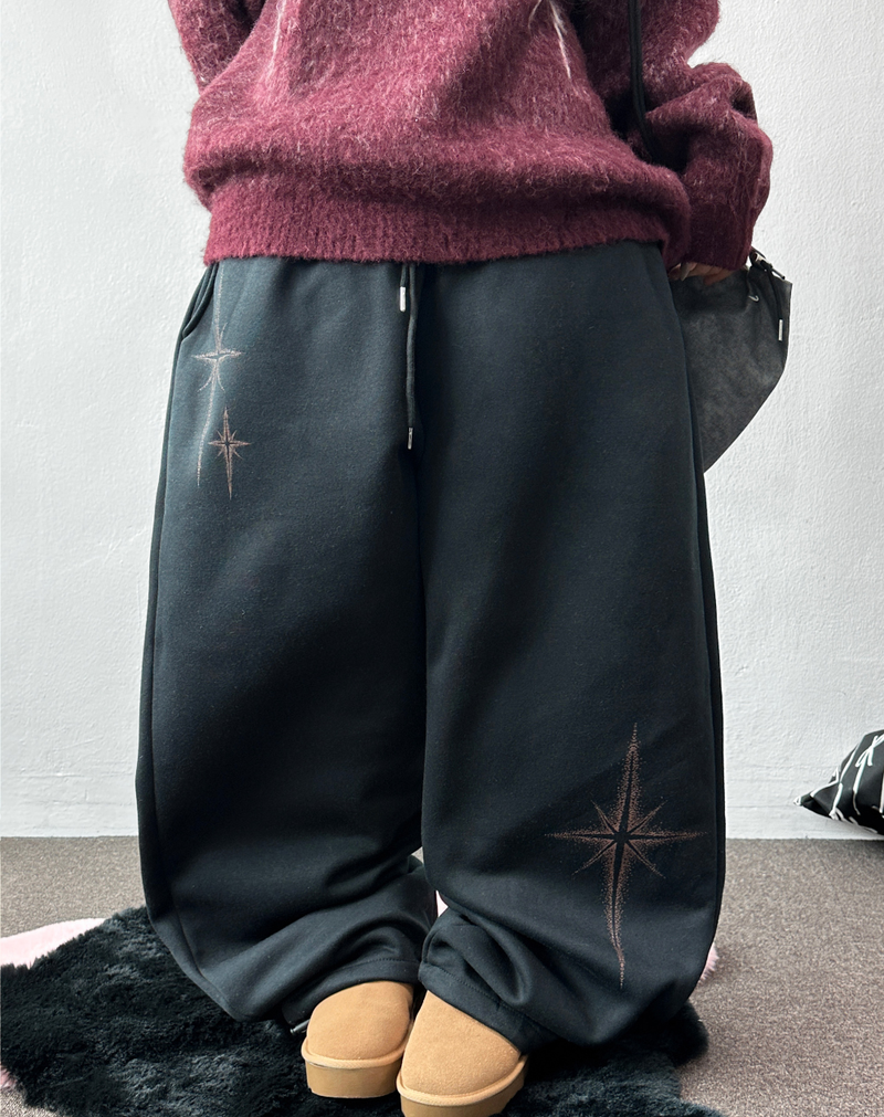 ワイドバルーンフリースラインドハッスルファイヤープリントワイドロングパンツ 🩶 3 COLOR