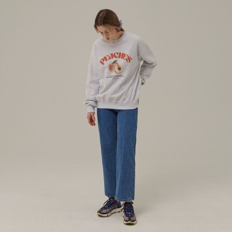PEACHES DRAWING SWEATSHIRT_WHITE MELANGE